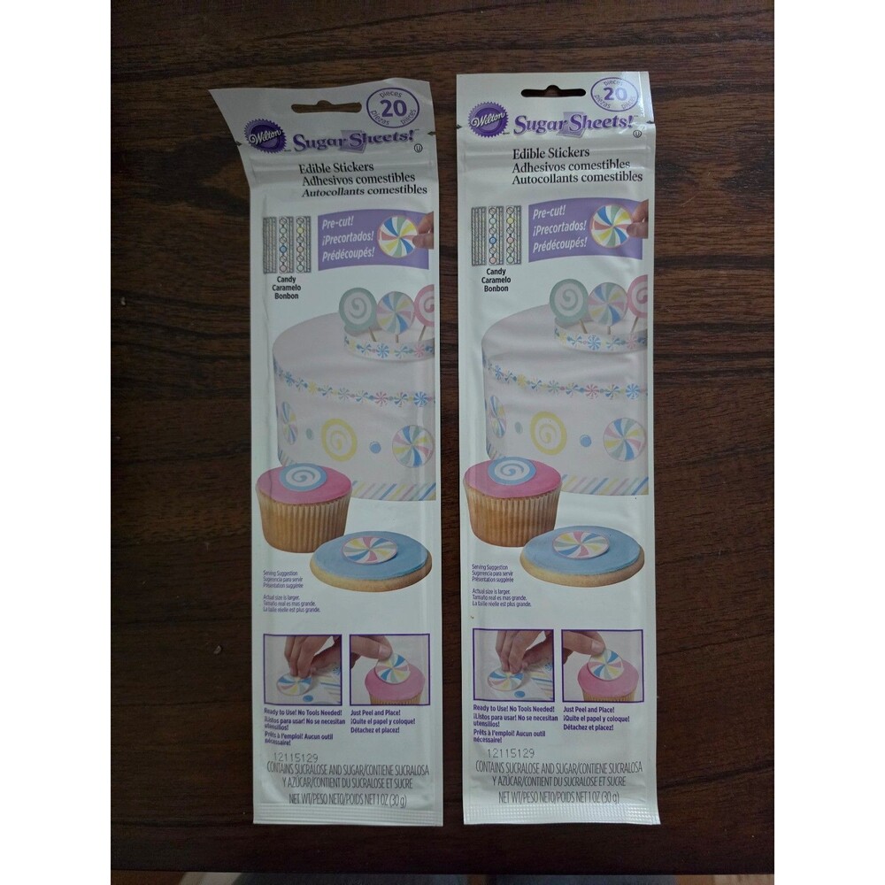 Wilton Sugar Sheets Candy Edible Stickers Lot of 2 Craft Display Use Only